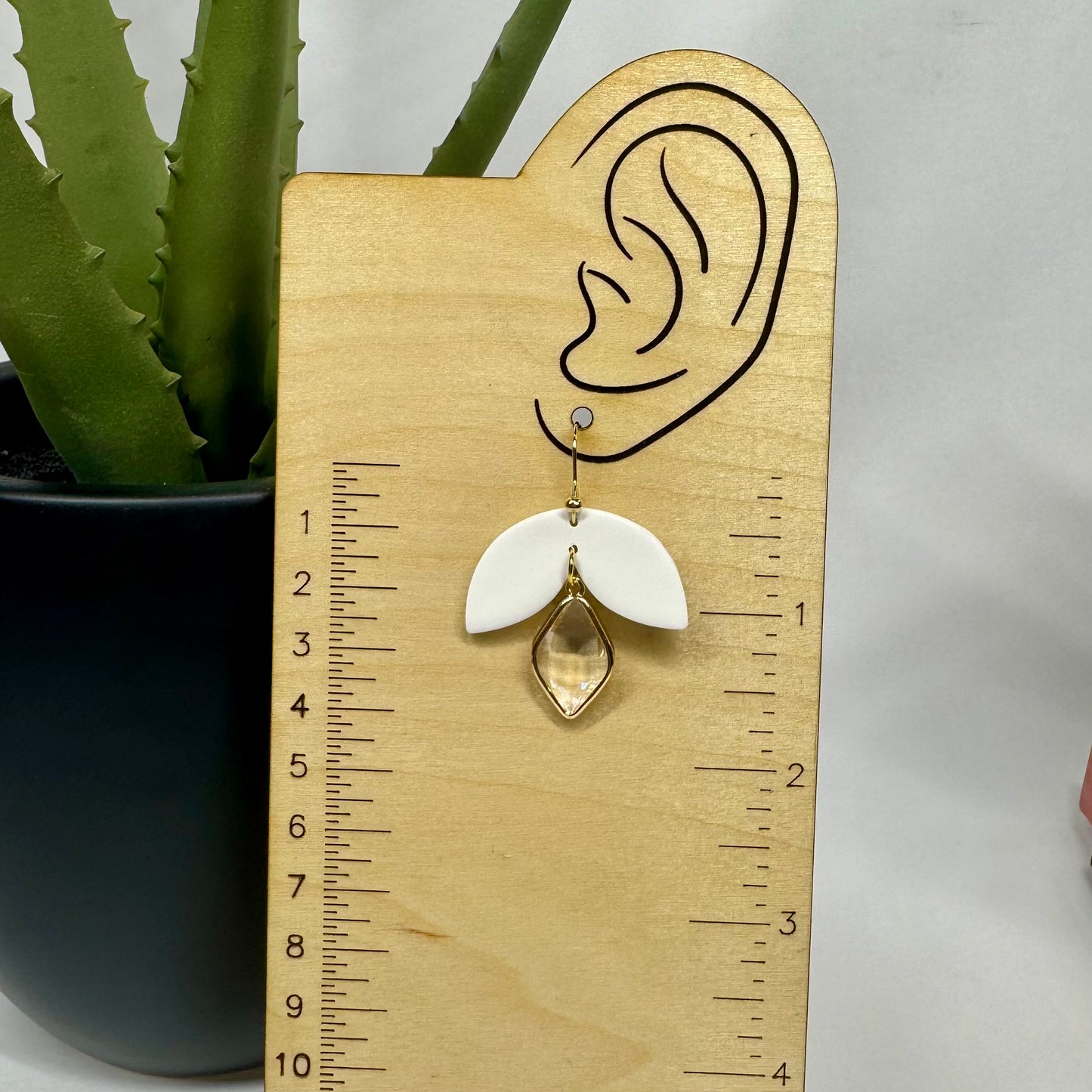 Luna Drop Fishhook Earrings (White)