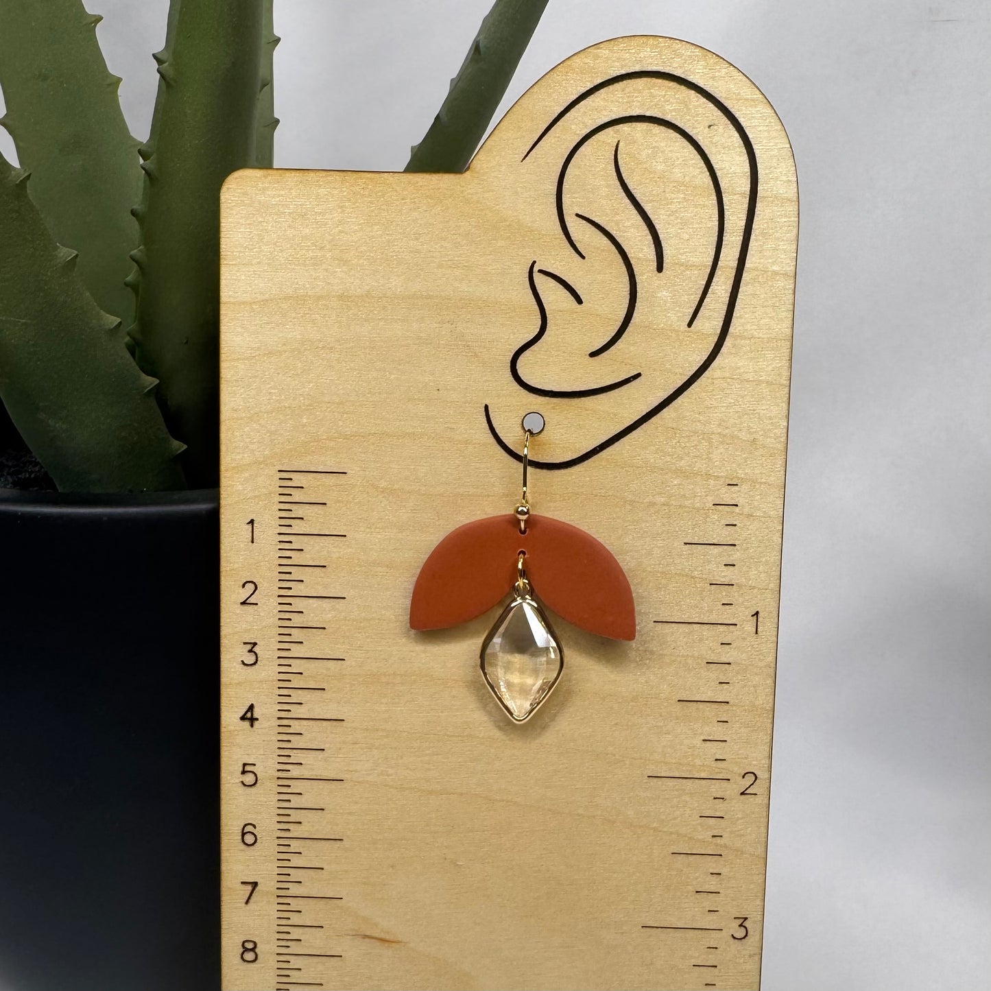 Luna Drop Fishhook Earrings (Rust)