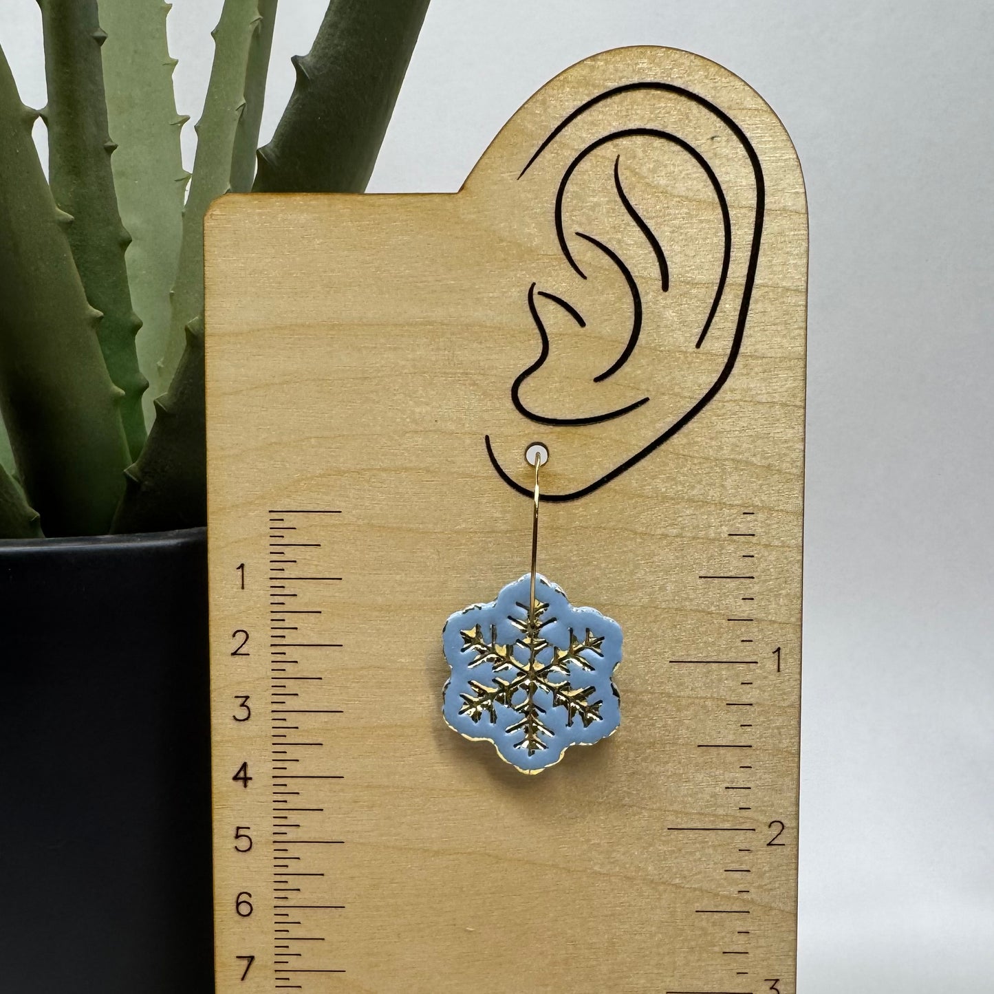 Snowflake Gold Leaf Hoops (white)