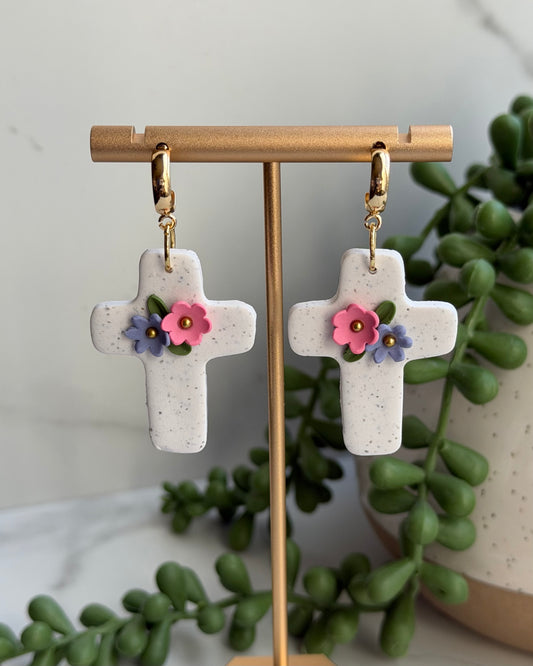 Spring Bloom Cross Earrings