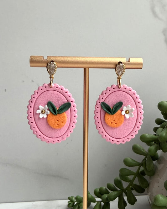 Orange Floral Earrings