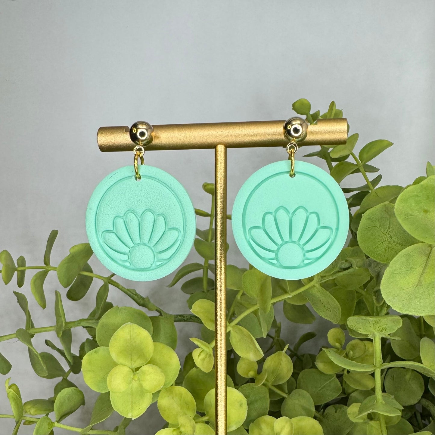 Mint Green Daisy Dangle Post Earrings
