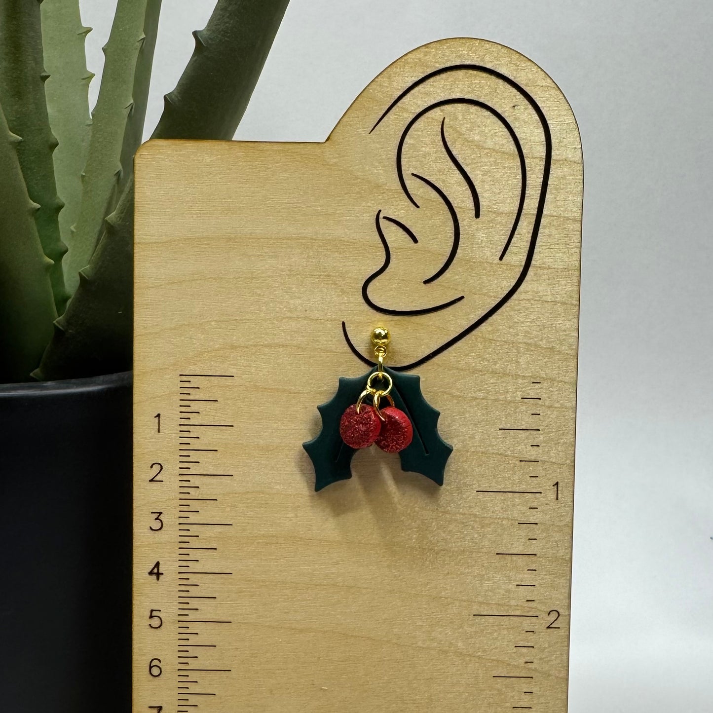 Holly Leaf Dangle Post Earrings