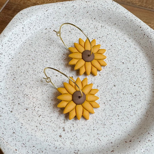 Sunflower Hoop Earrings