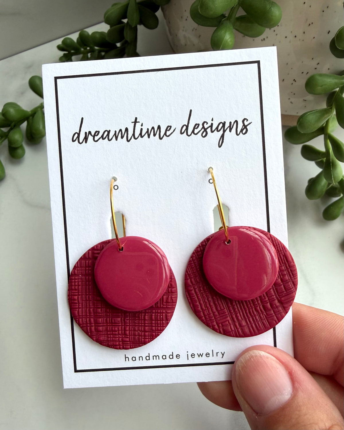 Layered Circle Hoops (cranberry)