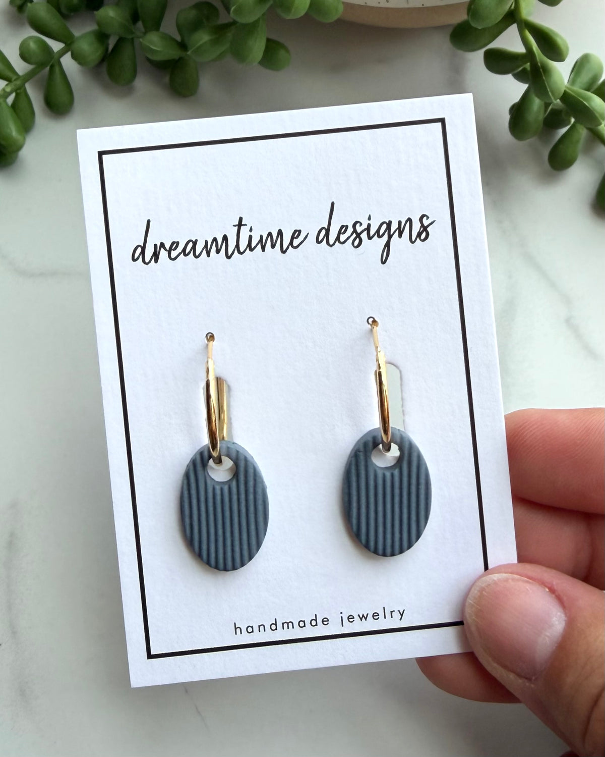 Harvest Charm Hoops (dusty blue)