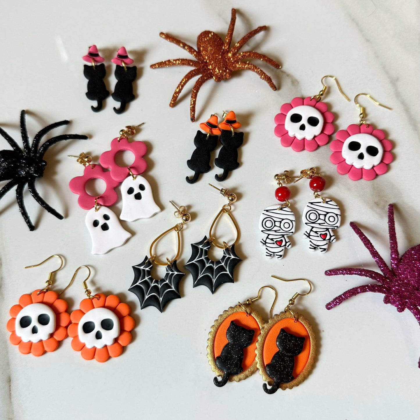 Spider Web Post Dangle Earrings