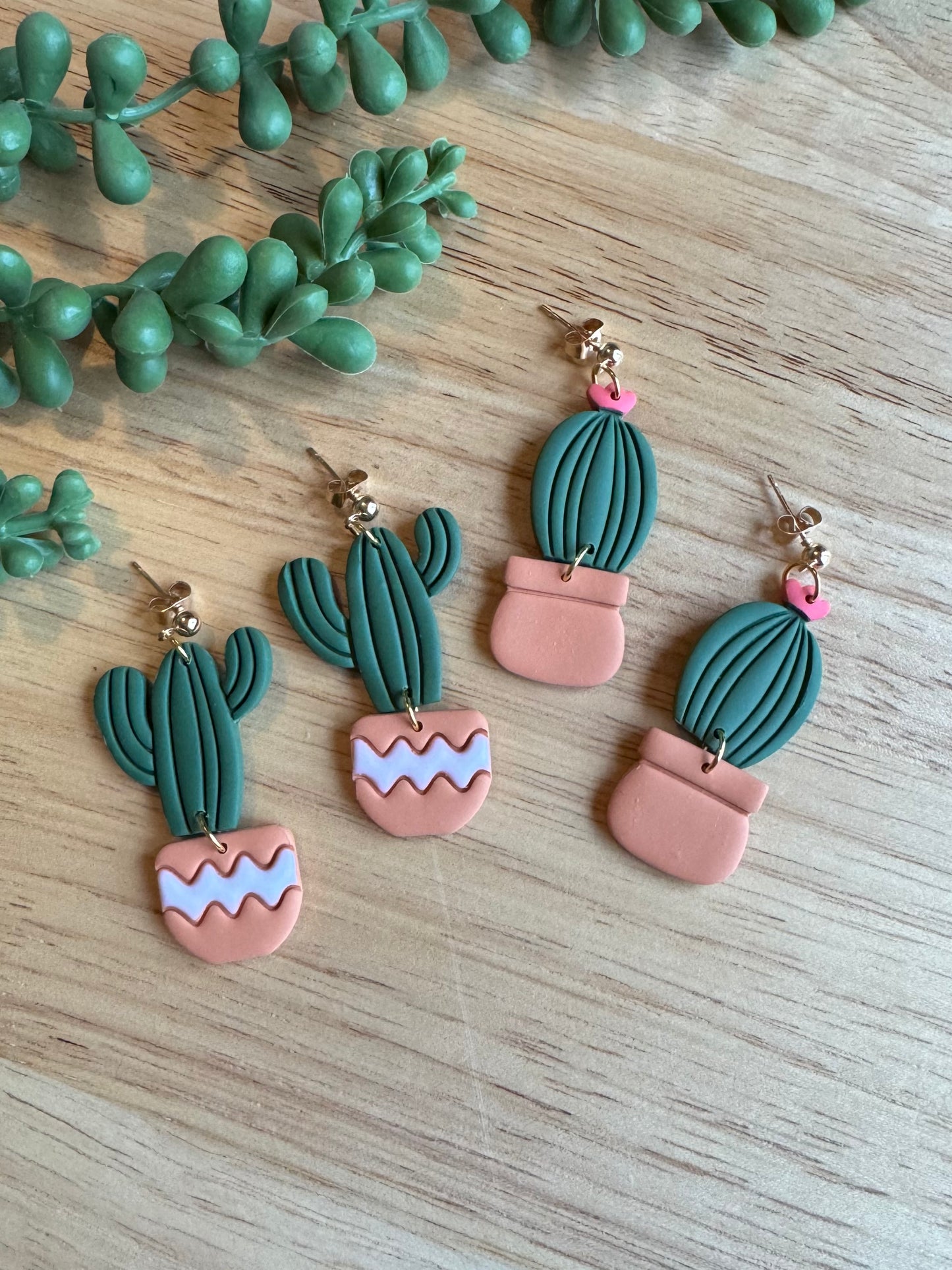 Cactus with Flower Post Earrings