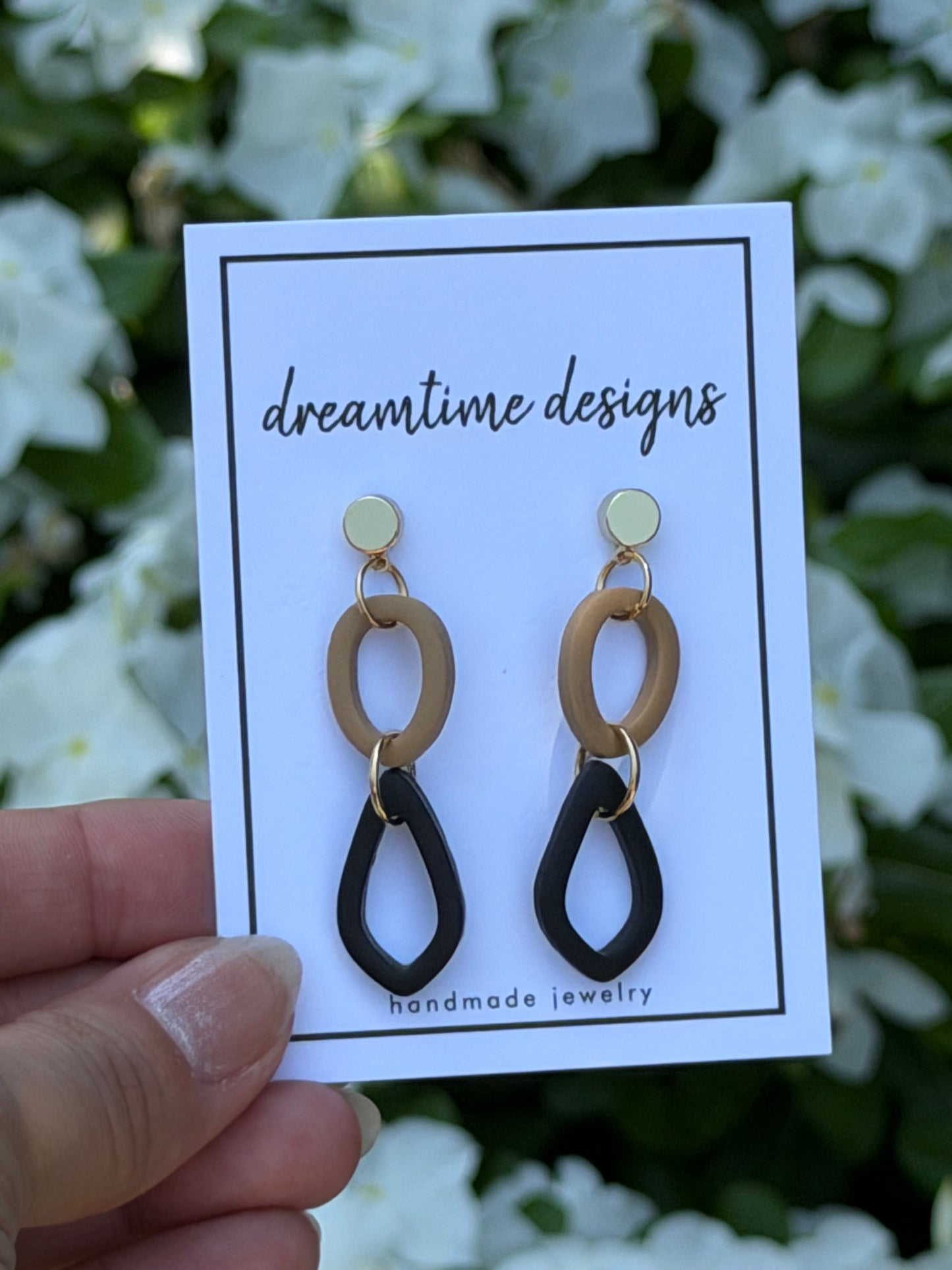 Modern Neutral Geometric Dangle (black & tan)