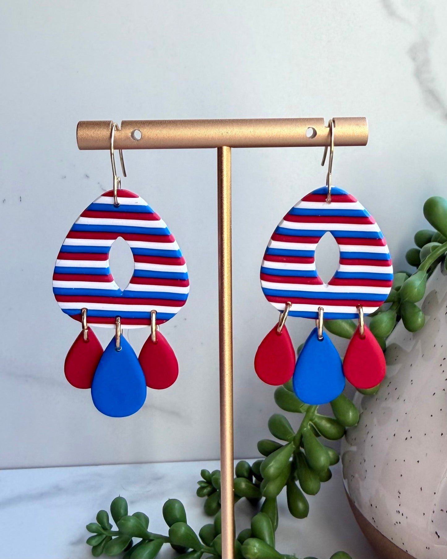 Patriotic Stripe Dangle Earrings