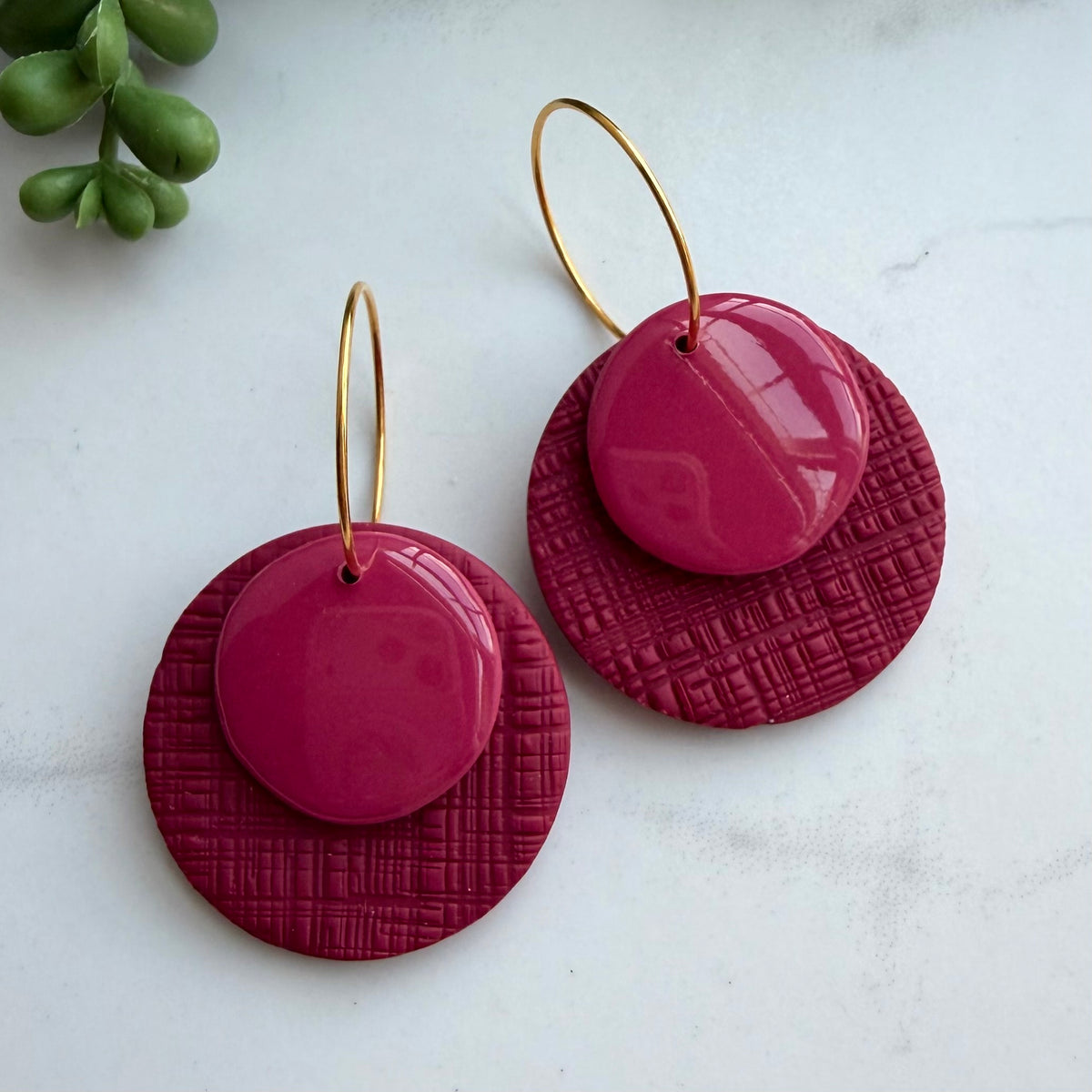 Layered Circle Hoops (cranberry)
