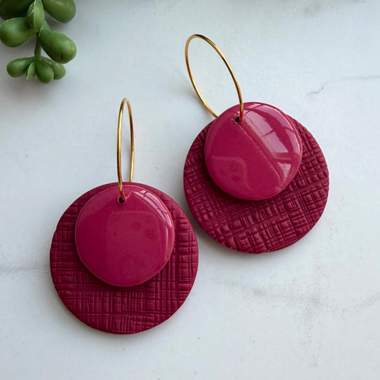 Layered Circle Hoops (cranberry)