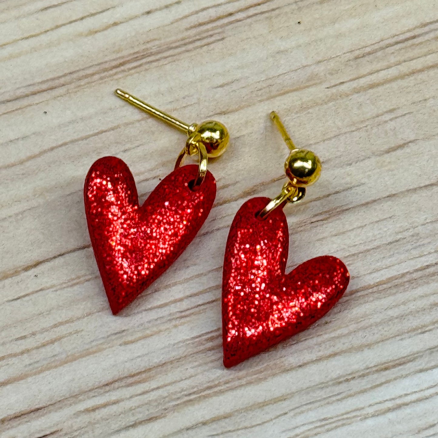 Glitter Heart Dangle Posts