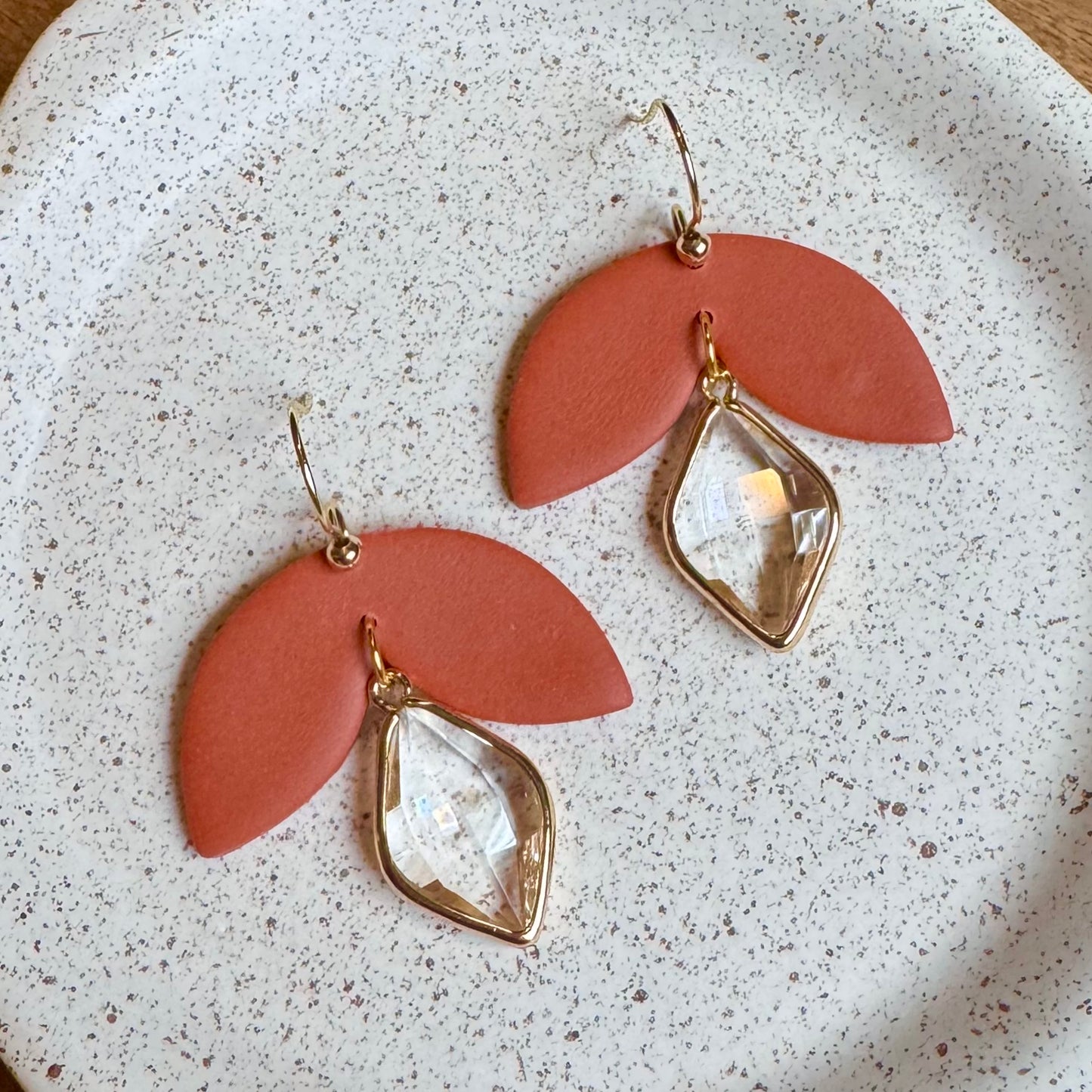 Luna Drop Fishhook Earrings (Rust)