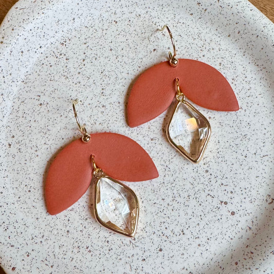 Luna Drop Fishhook Earrings (Rust)