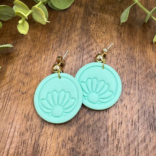 Mint Green Daisy Dangle Post Earrings