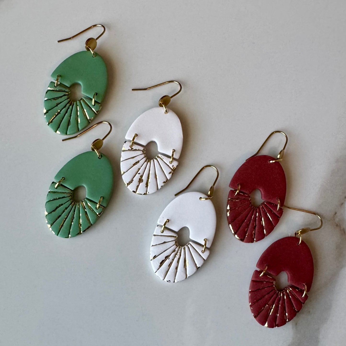 Radiant Fan Drop Earrings (red)