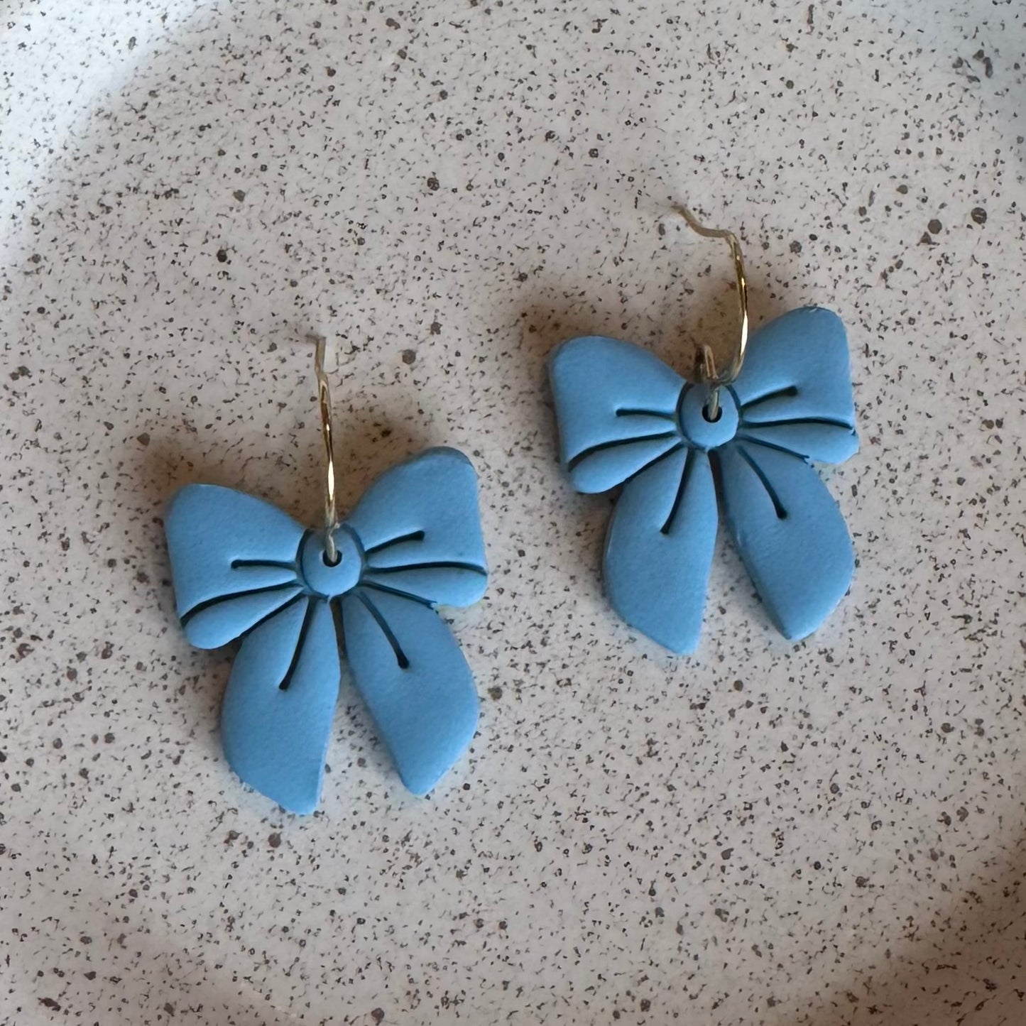 Bow Fishhook Earrings (blue)