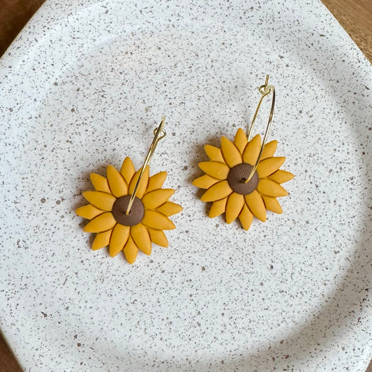 Sunflower Hoop Earrings