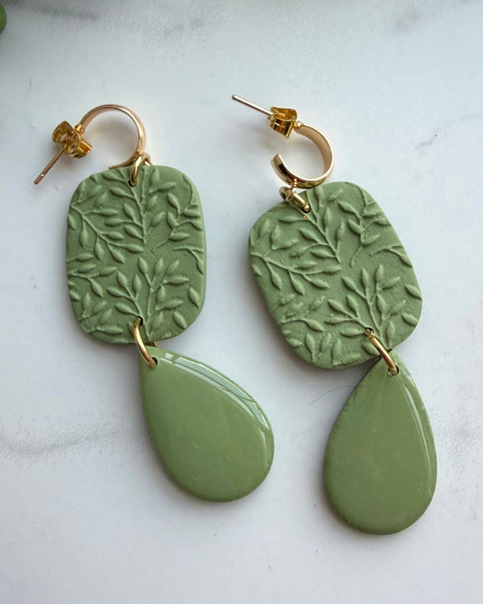 Textured Drop Earrings (sage)