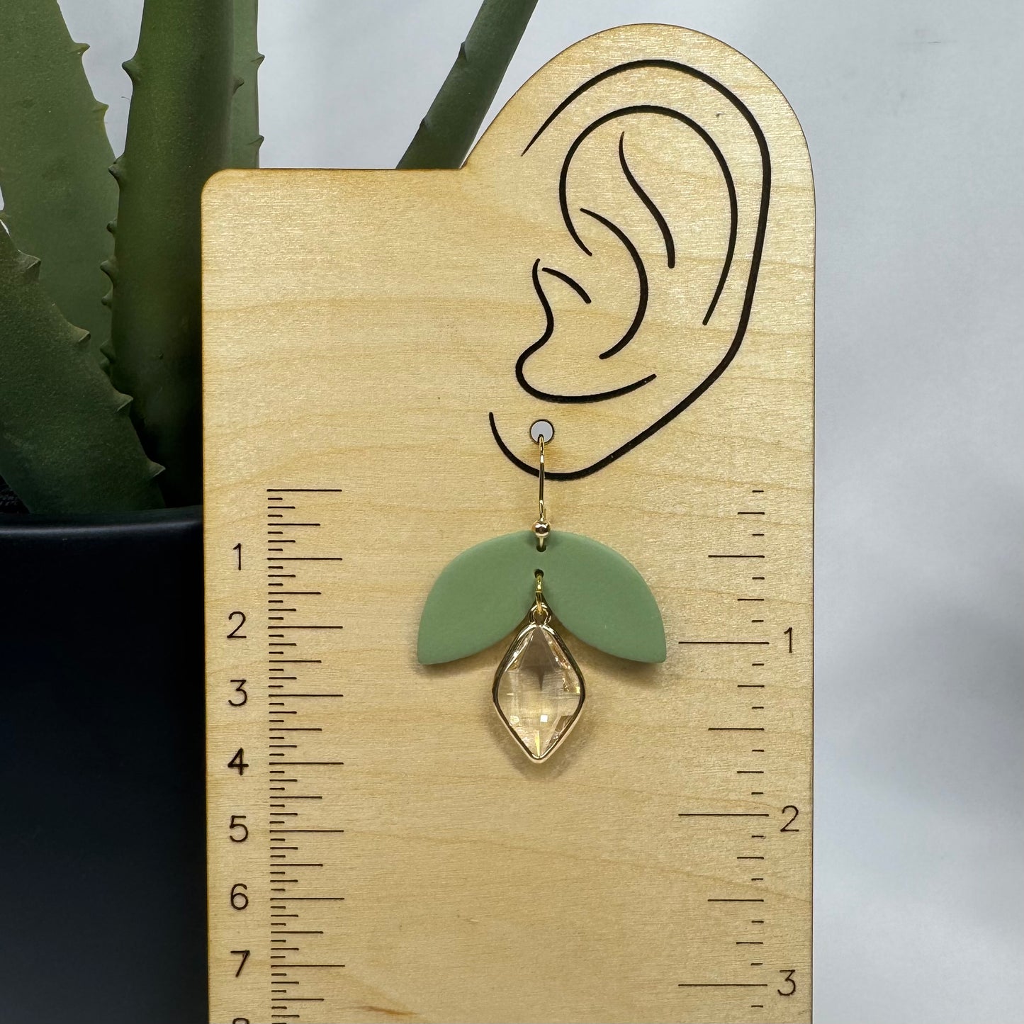 Luna Drop Fishhook Earrings (Sage)