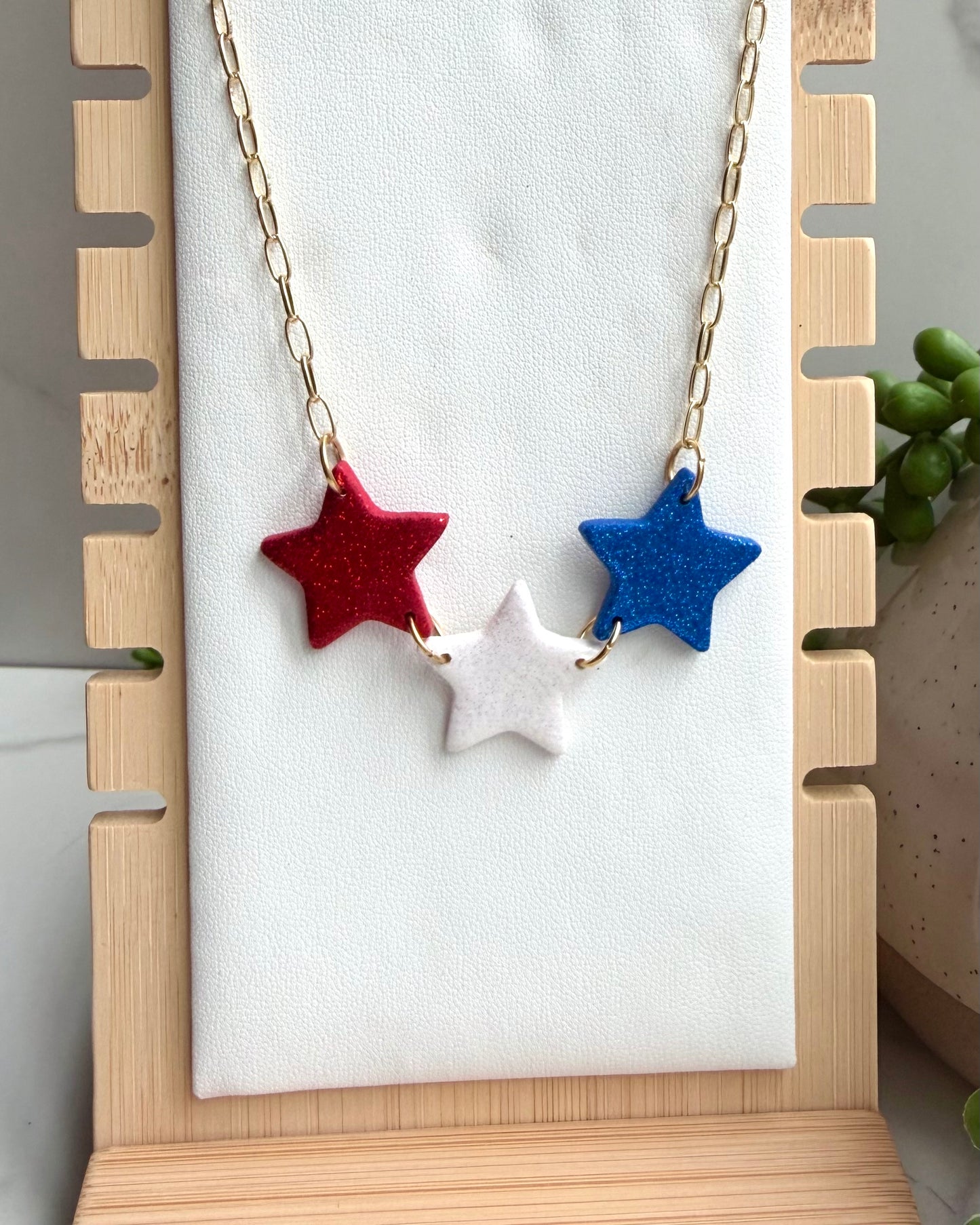 Red, White & Blue Stars Necklace