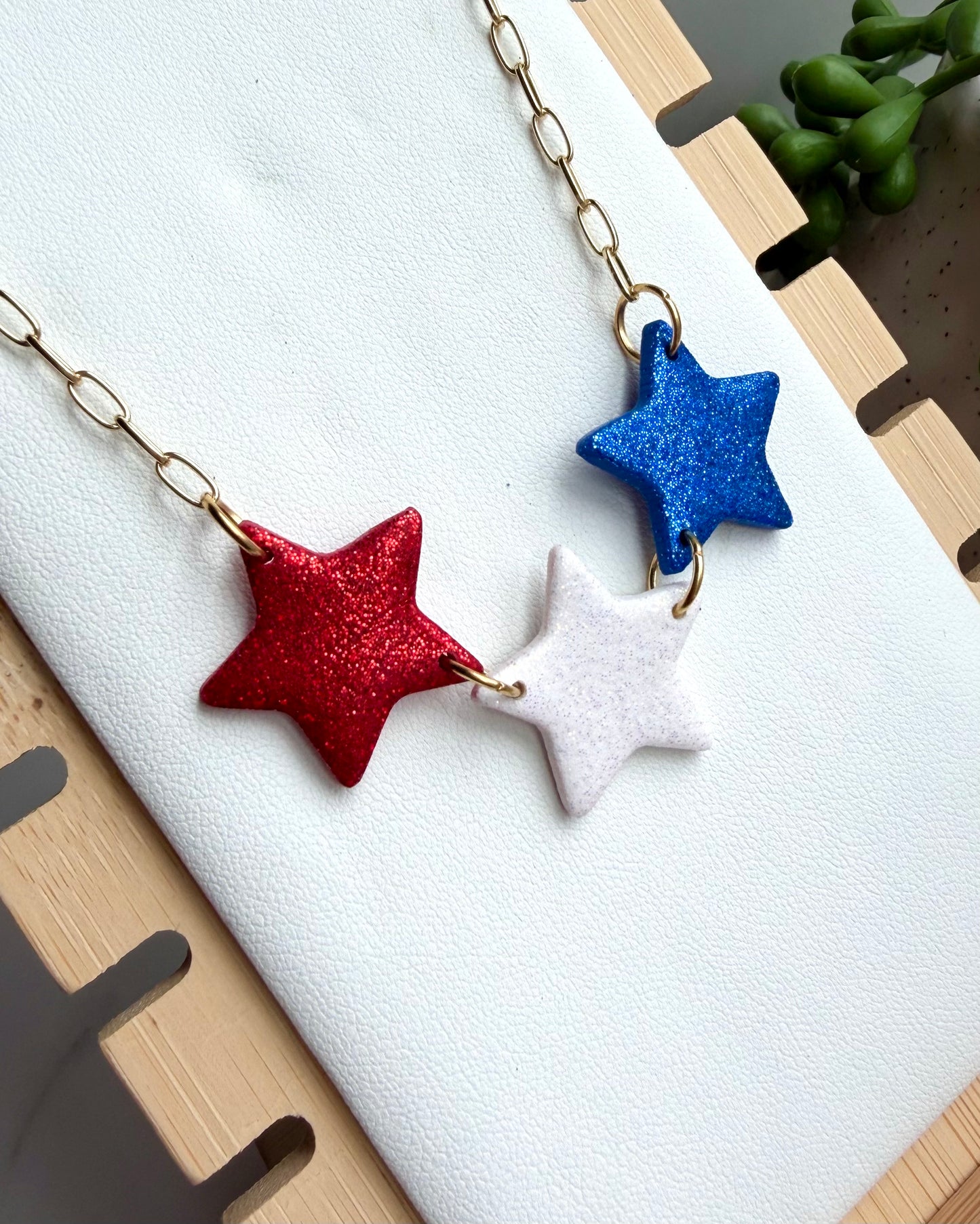Red, White & Blue Stars Necklace