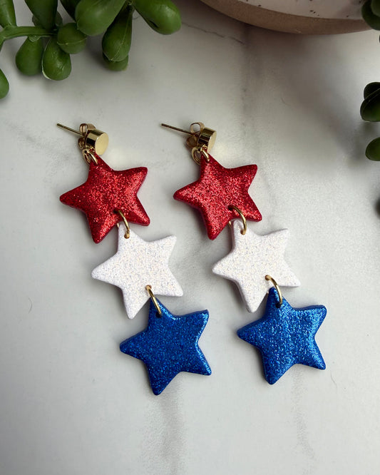 Red, White & Blue Stars Earrings