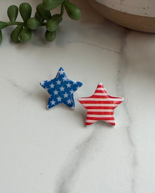 American Flag Star Post Earrings