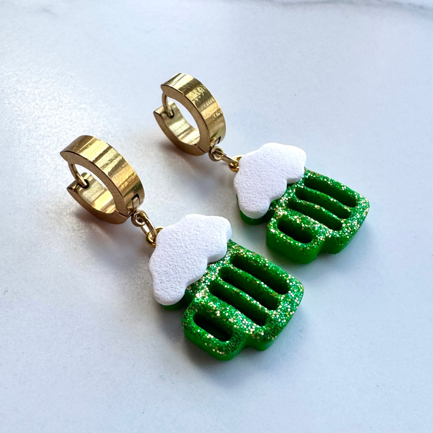 Green Beer Huggie Hoops