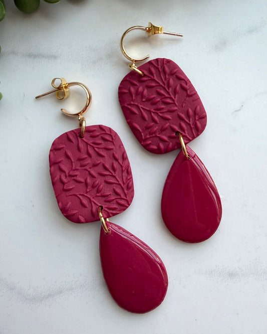 Textured Drop Earrings (cranberry)