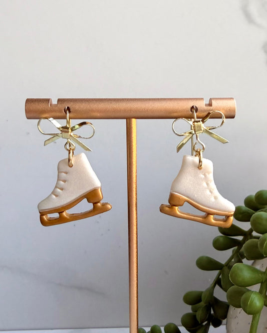 Ice Skate Bow Earrings (gold)