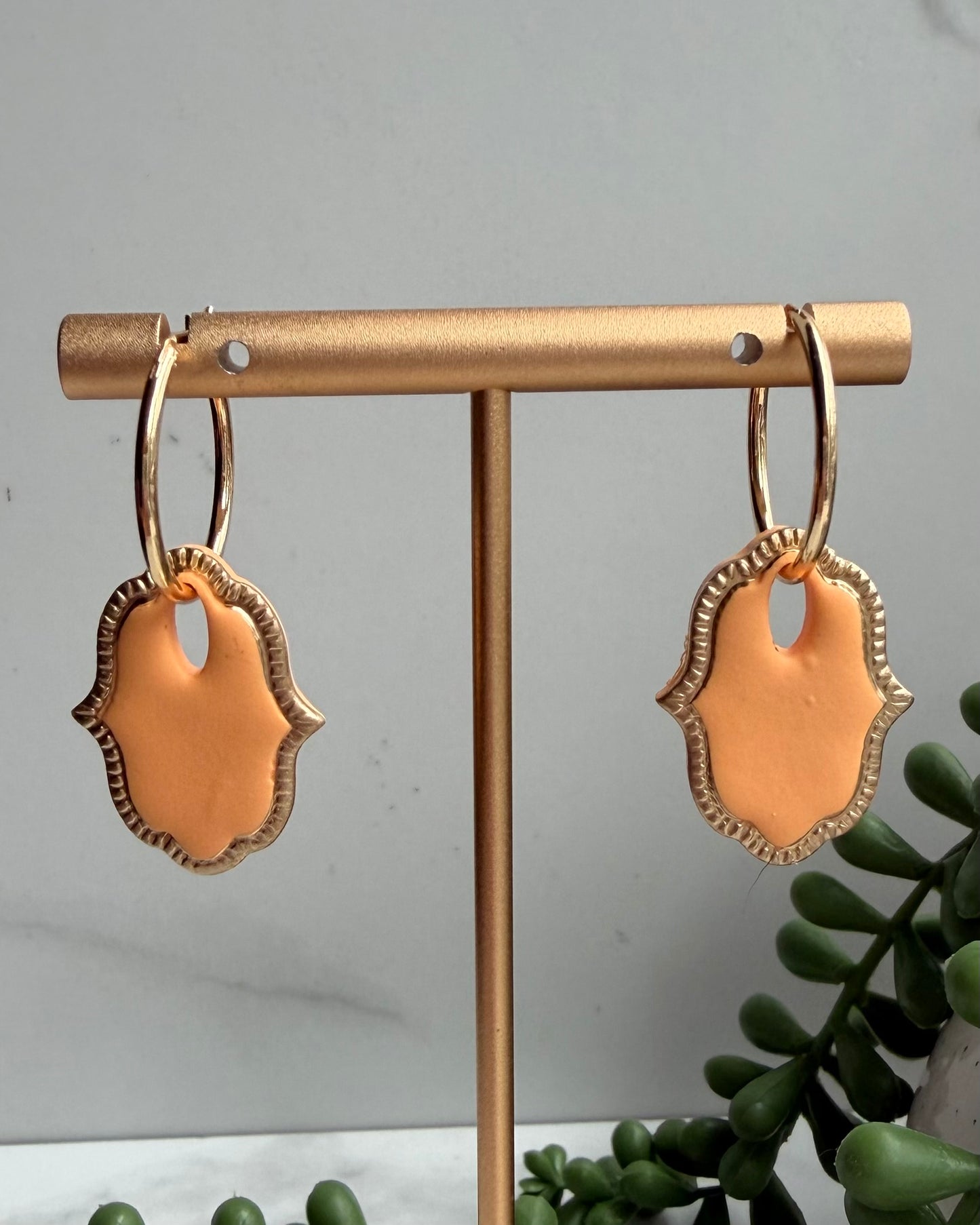 Halo Frame Hoop Earrings (Orange)