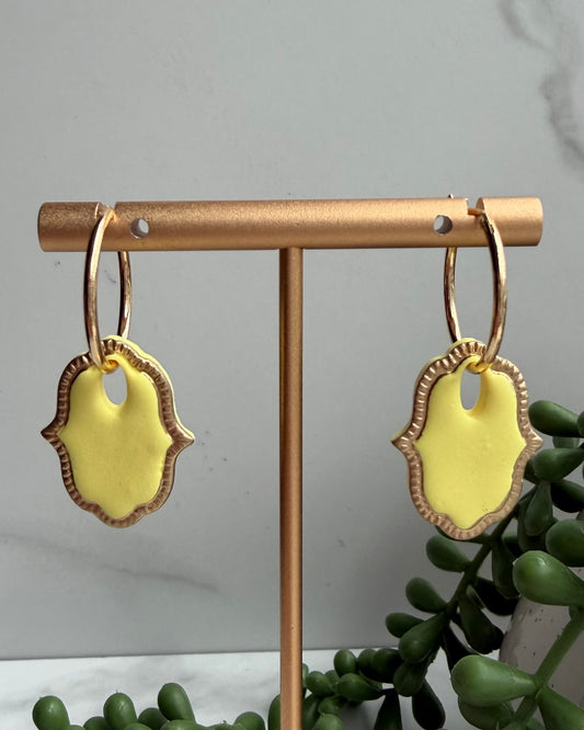 Halo Frame Hoop Earrings (yellow)