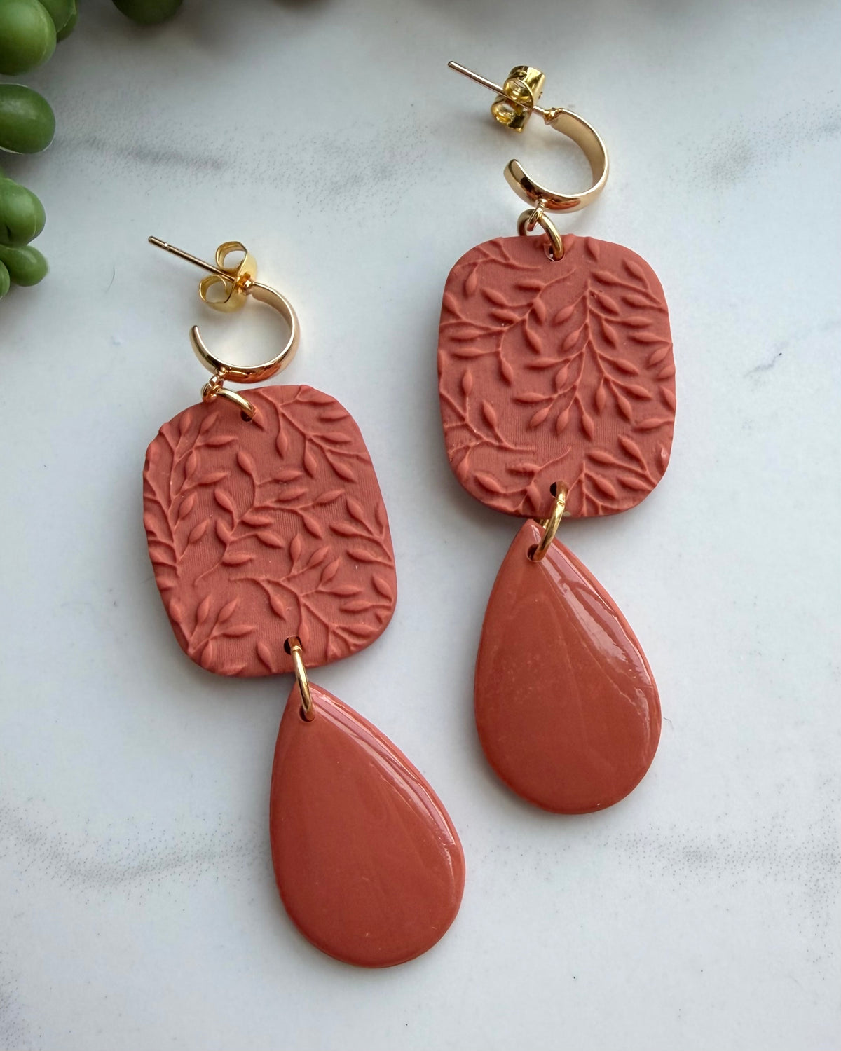 Textured Drop Earrings (terra cotta)