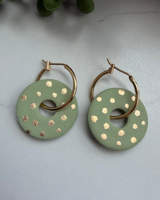 Modern Minimalist Open Circle Hoop Earrings (sage)