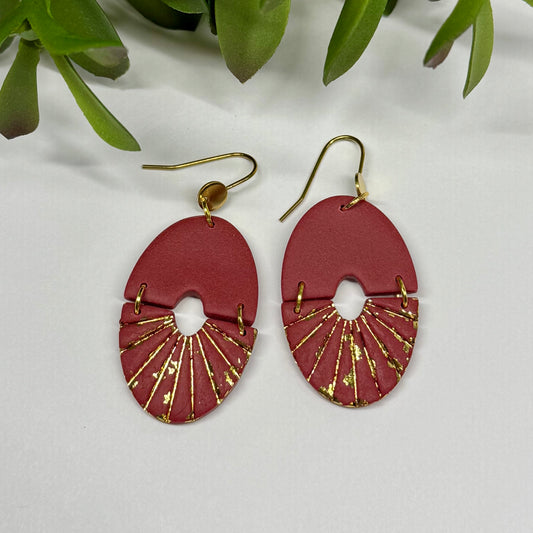 Radiant Fan Drop Earrings (red)
