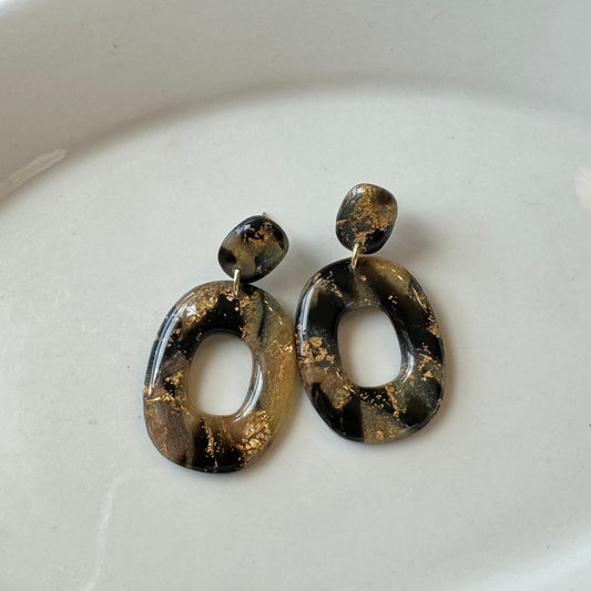 Tortoise Shell Oval Dangle Post Earrings