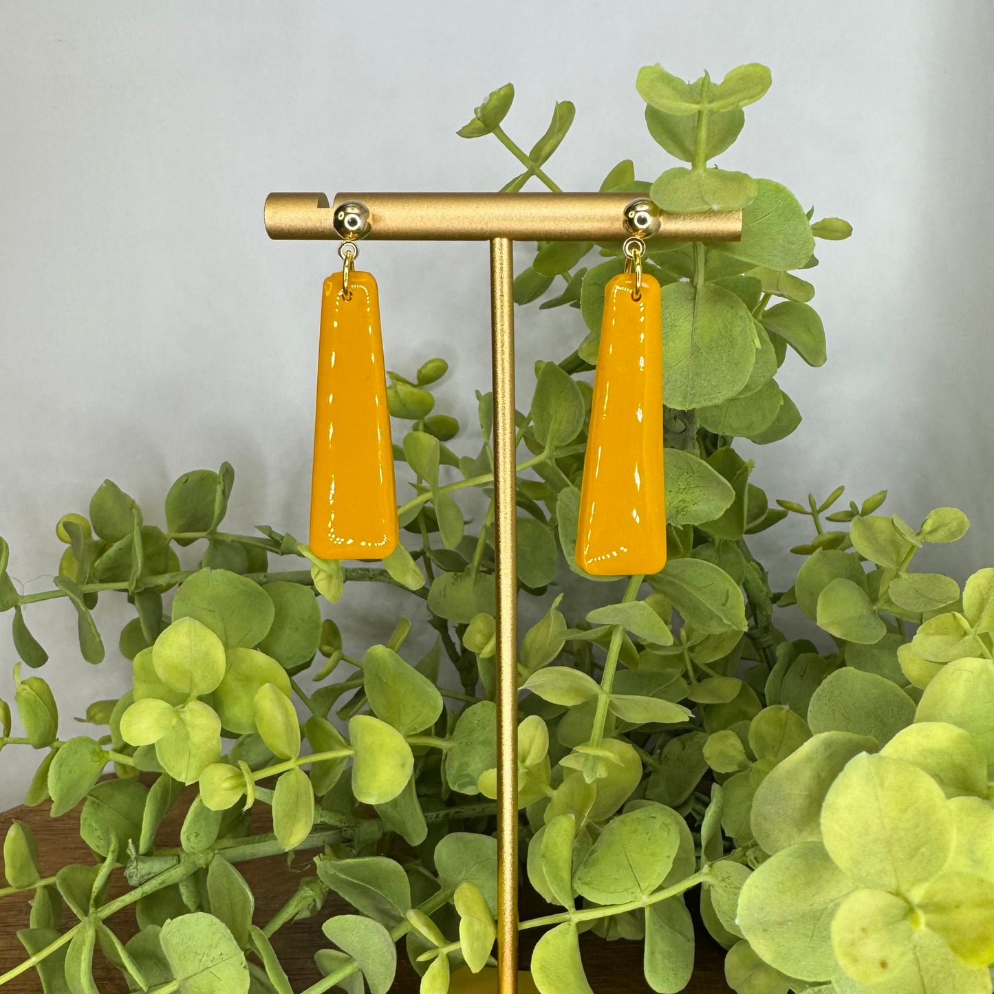Mustard Yellow Dangle Post Earrings