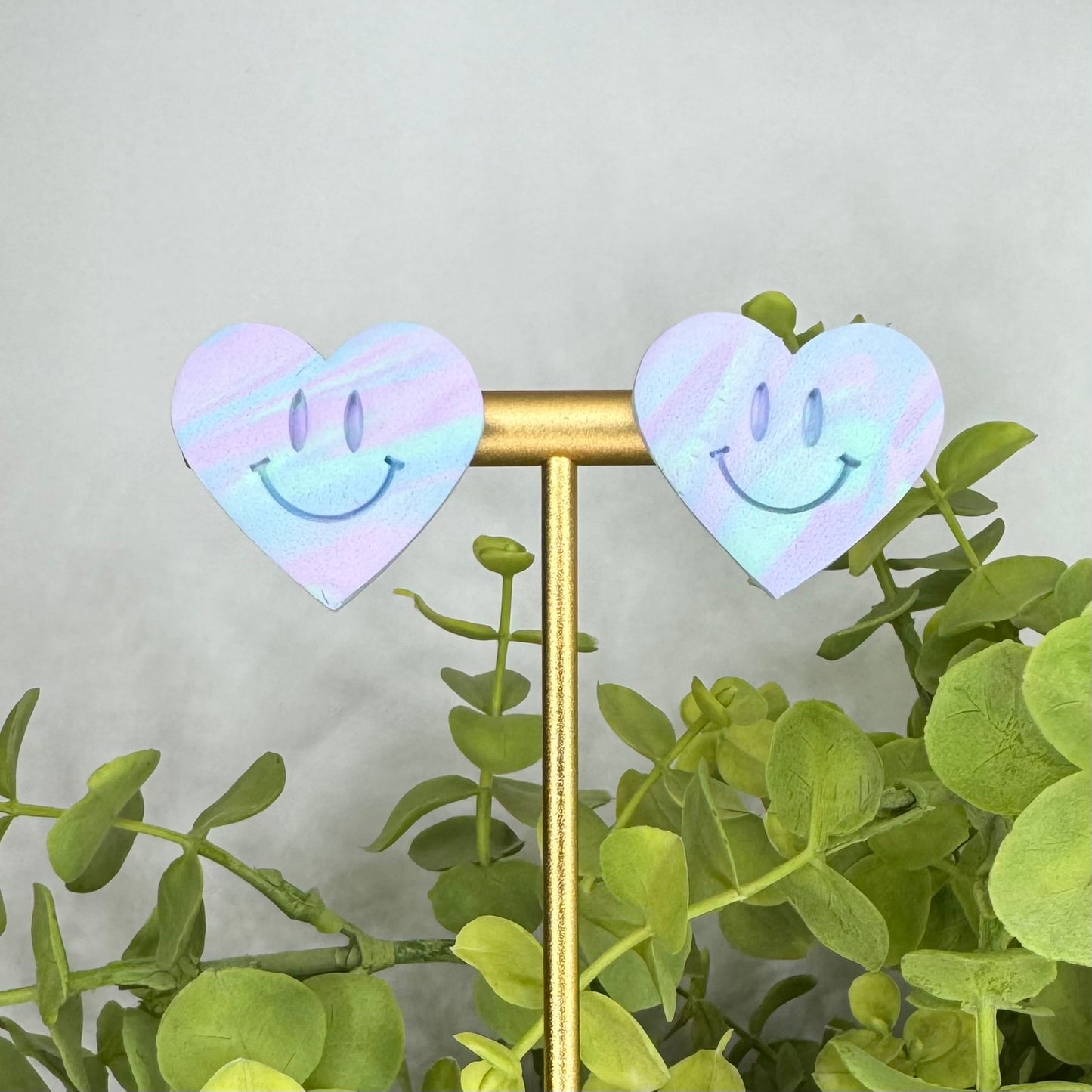 Tie Dye Smile Heart Post Earrings