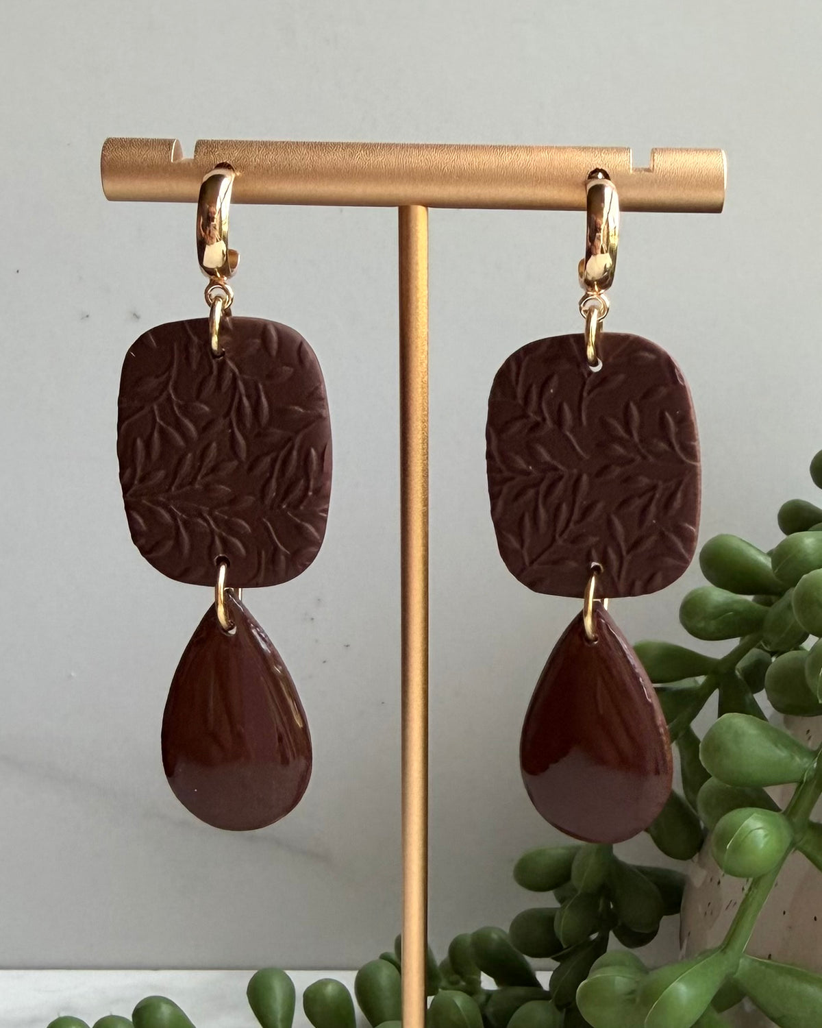 Textured Drop Earrings (chocolate)