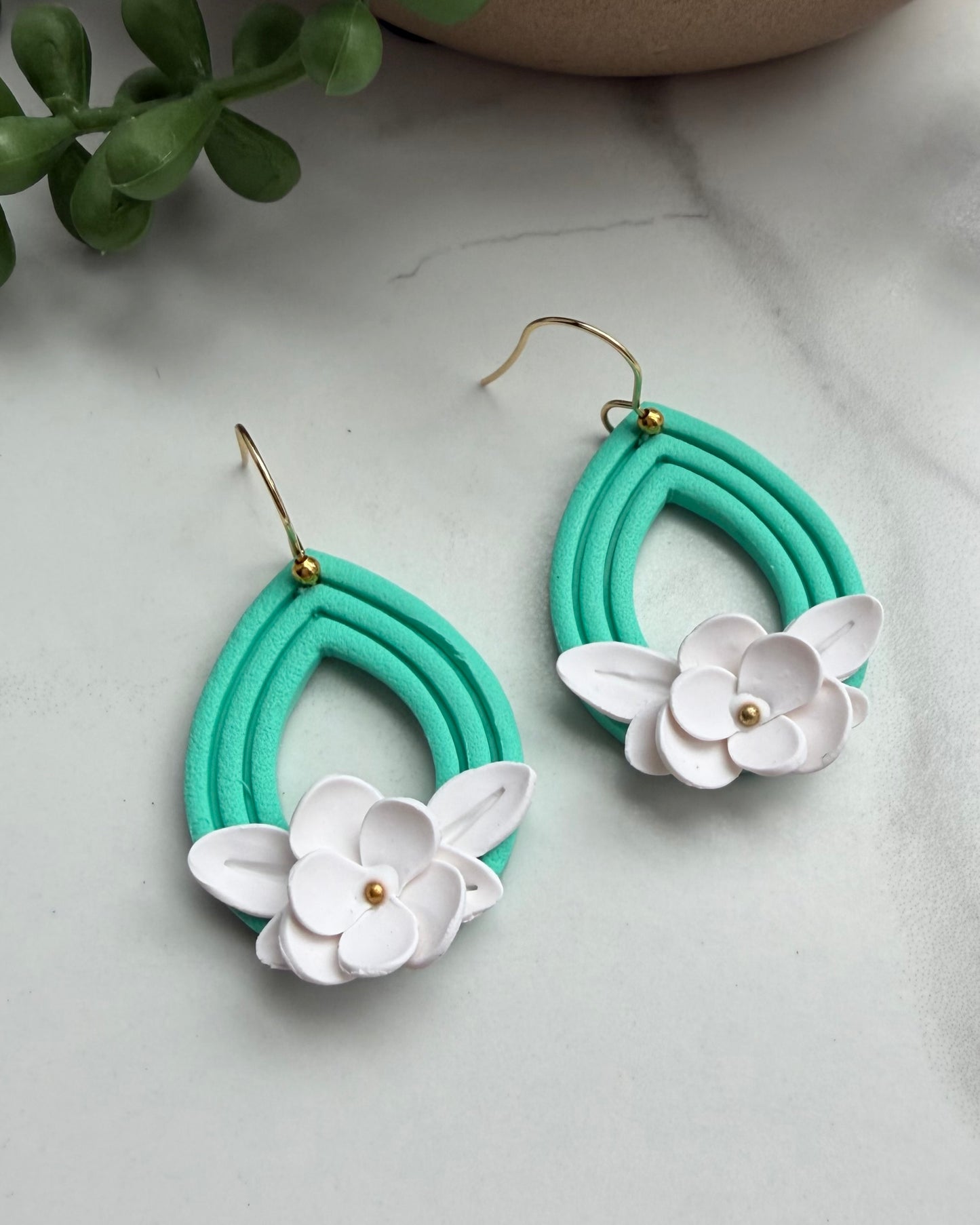Turquoise Floral Teardrop Earrings