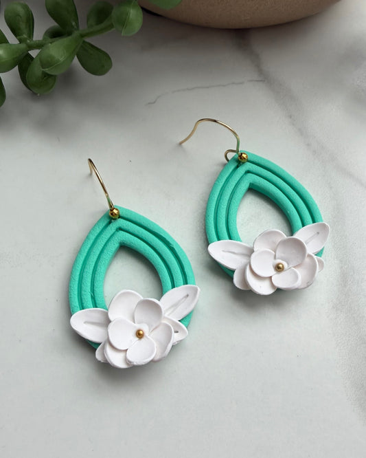 Turquoise Floral Teardrop Earrings