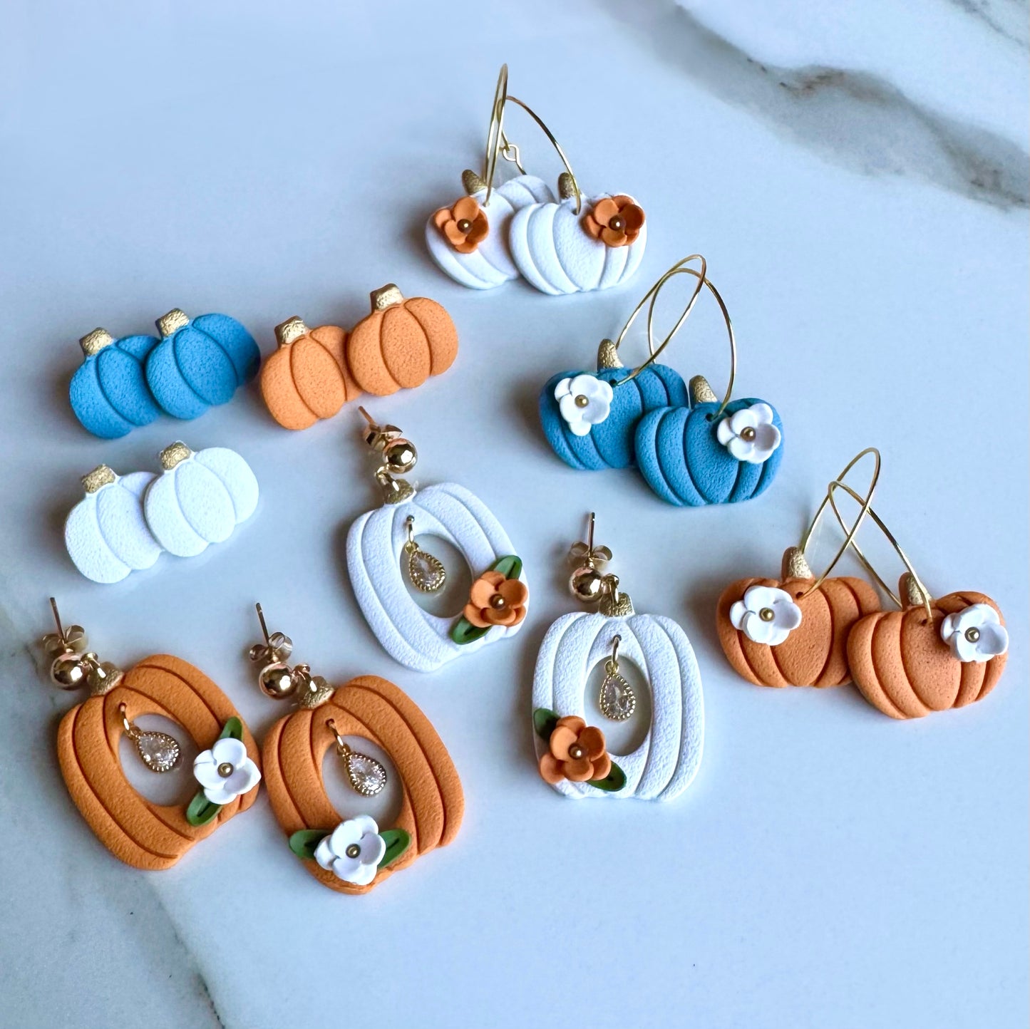 Pumpkin Post Earrings (Blue)
