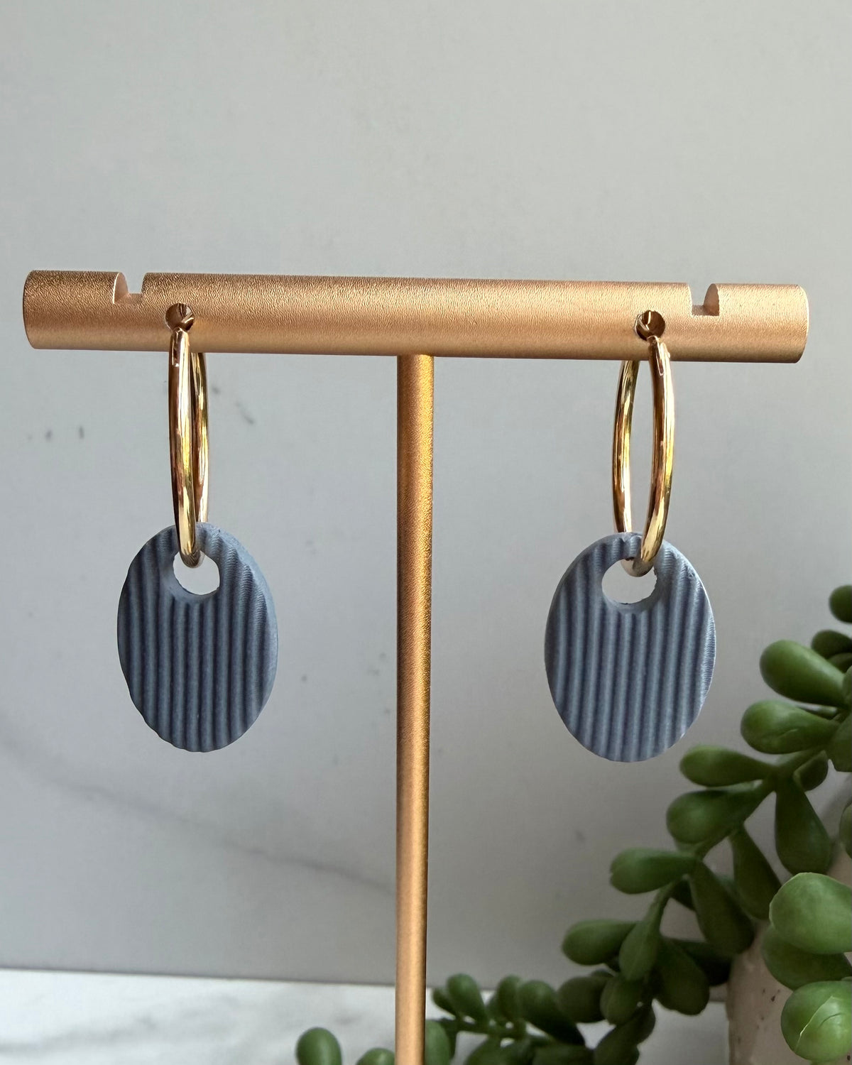 Harvest Charm Hoops (dusty blue)