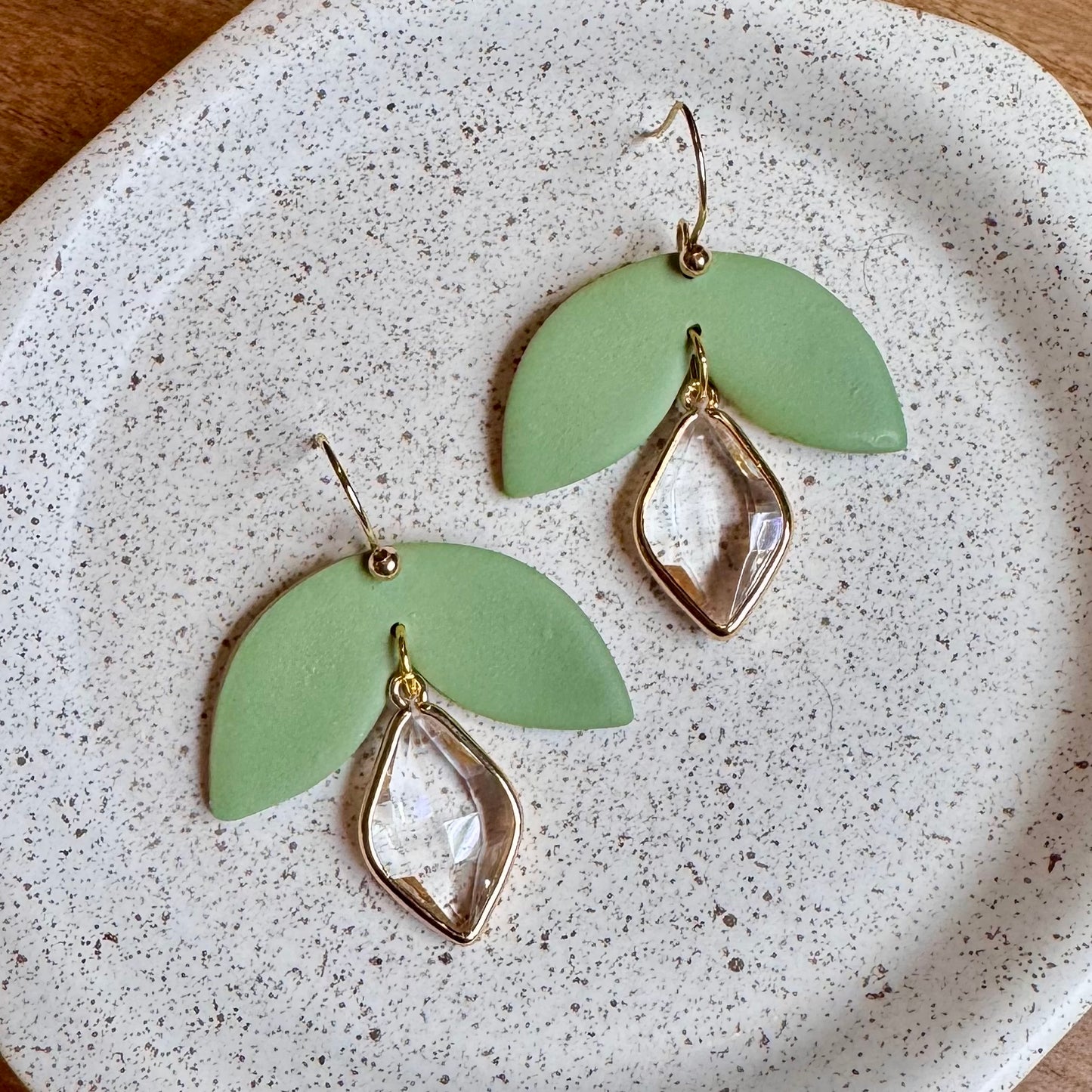 Luna Drop Fishhook Earrings (Sage)