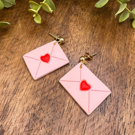 Valentines Envelope Dangle Post Earrings