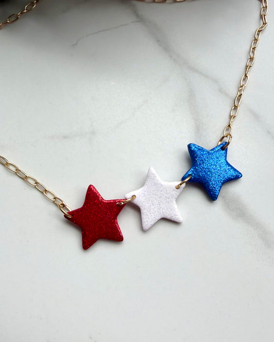 Red, White & Blue Stars Necklace