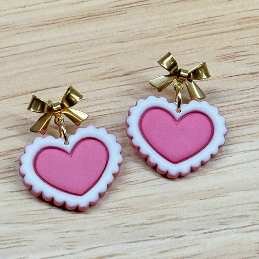 Sweetheart Ruffle Earrings (pink)