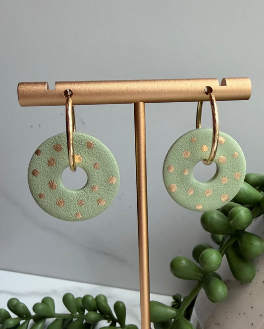 Modern Minimalist Open Circle Hoop Earrings (sage)